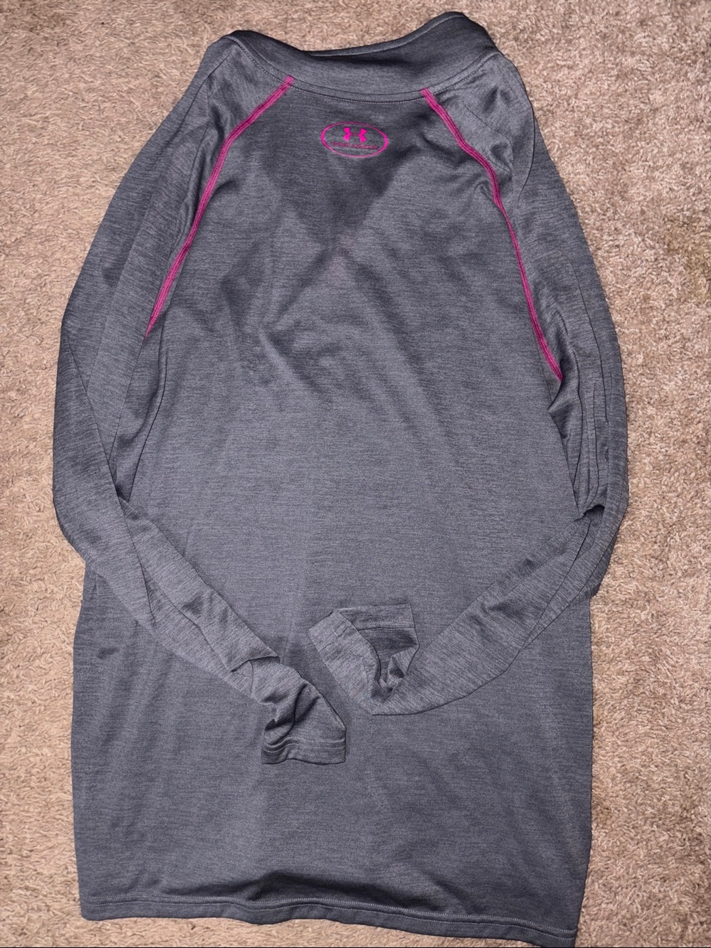 Under Armour Women’s Gray Quarter-Zip Pullover with Pink Trim - Picture 3 of 3